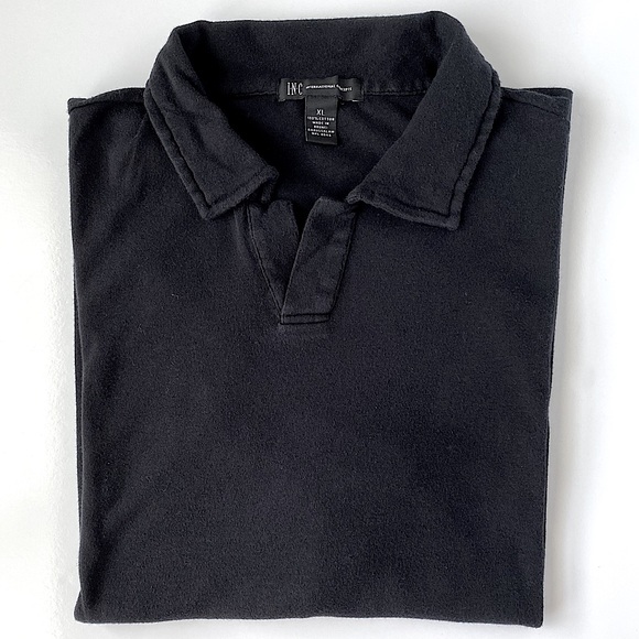 INC International Concepts Men’s Black Cotton Tees Polo Shirt - XL - Pre-owned - Picture 5 of 5